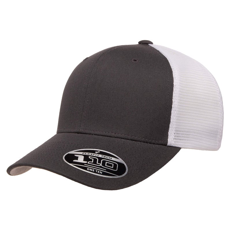 Flexfit Men's 110 Mesh Cap, Charcoal/White, One SizeFA - Image 1
